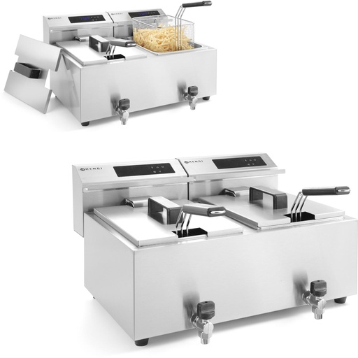 Mastercook digital panel fryer with 2x8L 2x3500W faucet
