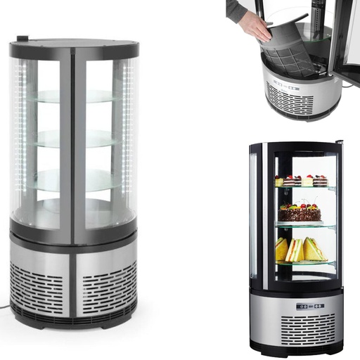 Round confectionery refrigerated display case 3 shelves LED 100L