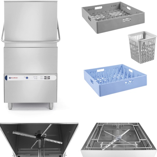 Hooded dishwasher fast and economical 50x50cm basket 400V