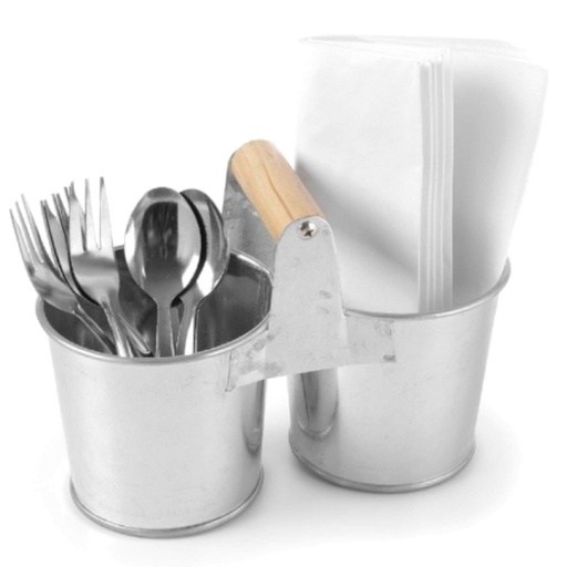 Double cutlery container 2 steel buckets 250x155mm