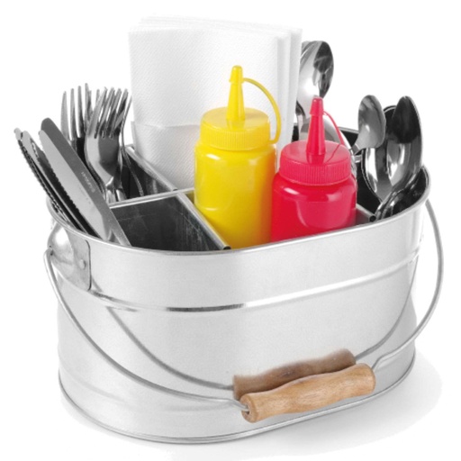 Cutlery container sauces and napkins steel with handle 245x167mm