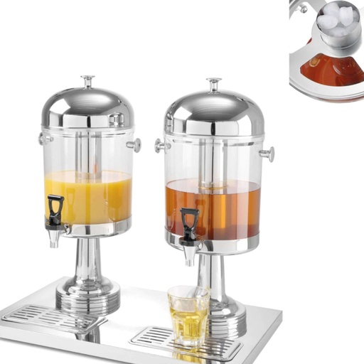 Refrigerated beverage juice dispenser double 2 x 8L
