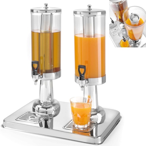 Refrigerated beverage juice dispenser double 2 x 3L