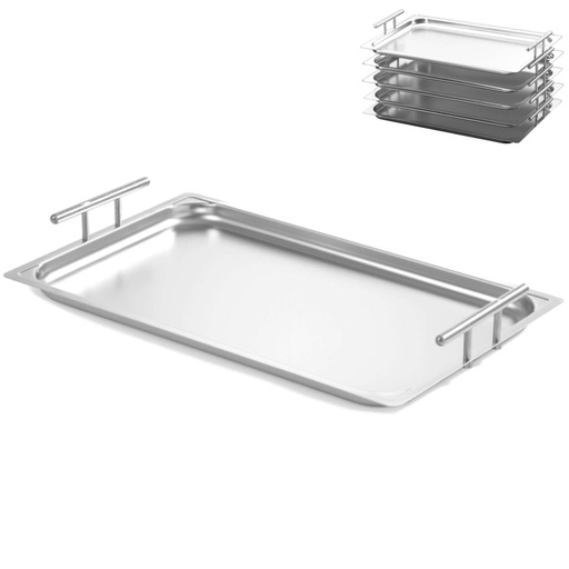 Serving tray with handles stackable steel GN 1/1