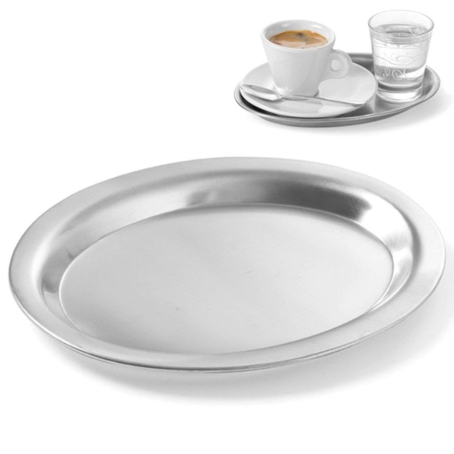 Coffee serving tray oval steel 26.5x19.5cm