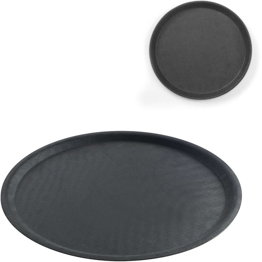 Non-slip waiter's tray round diameter 28cm - black.