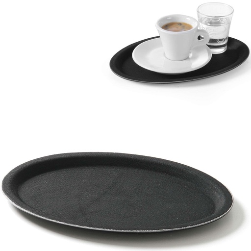 Non-slip waiter's tray oval 21x29cm - black
