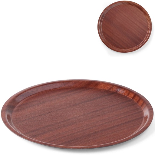 Non-slip wooden waiter's tray - round diameter 38cm.