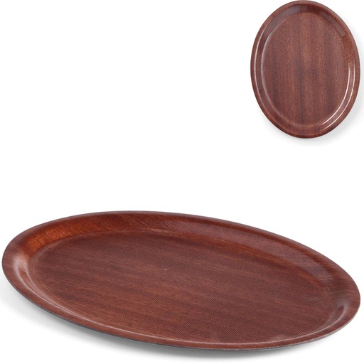 Non-slip wooden waiter's tray - oval 20x26.5cm
