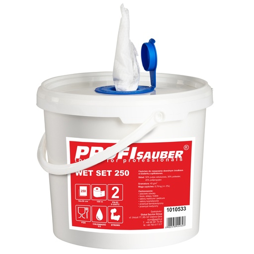 Wipes in a bucket with a dispenser for soaking ProfiSauber WET SET 250