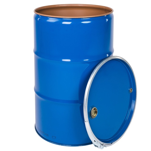 Steel metal barrel ISO OH removable lid 2 holes 2'' and 3/4'' lacquered 210L