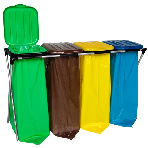 Stand holder for 120L garbage bags for segregation - 4 types of waste