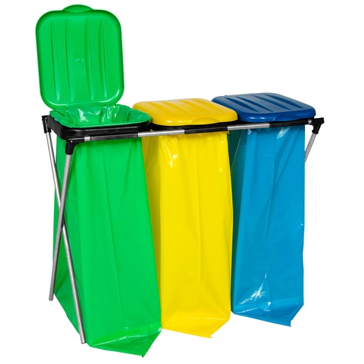 Stand holder for 120L garbage bags for segregation - 3 types of waste