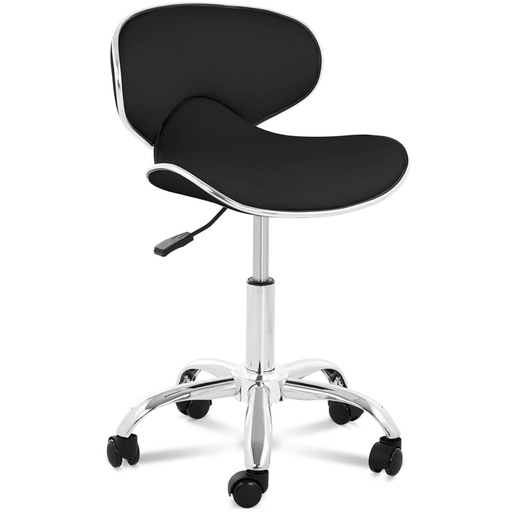 Cosmetic chair on wheels with backrest Munich black