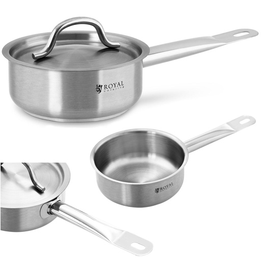 Stainless steel saucepan with lid 4mm thick bottom 0.9L