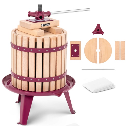 Fruit juice wine press manual wooden + filter bag 12L