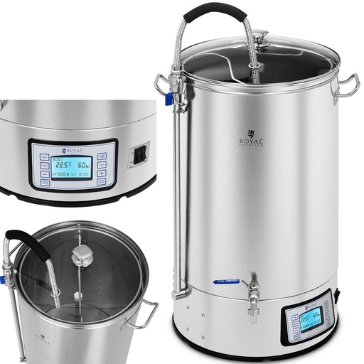 Beer mashing boiler stainless steel 2500W LCD 60L