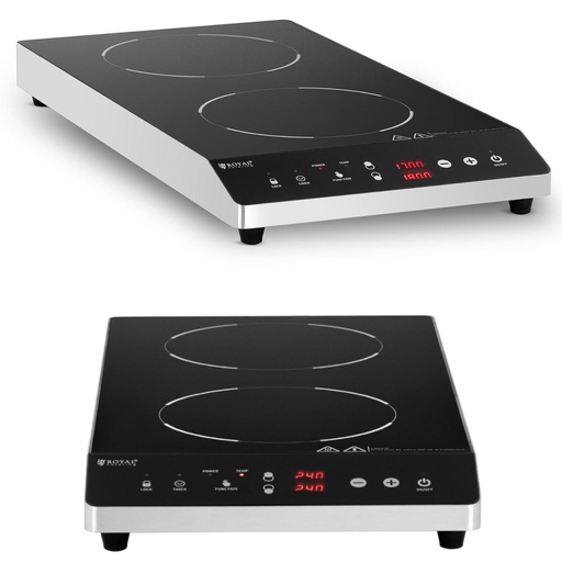 Adjustable induction cooktop 2 heating fields ¶ 26 cm LED 1800 W.