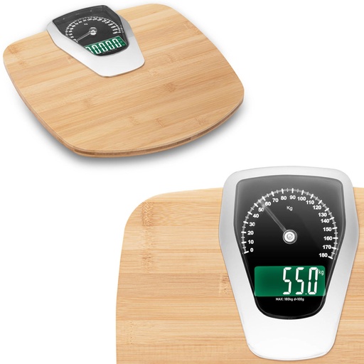 Bathroom analog-electronic scale BAMBUS kg. lb up to 180 kg