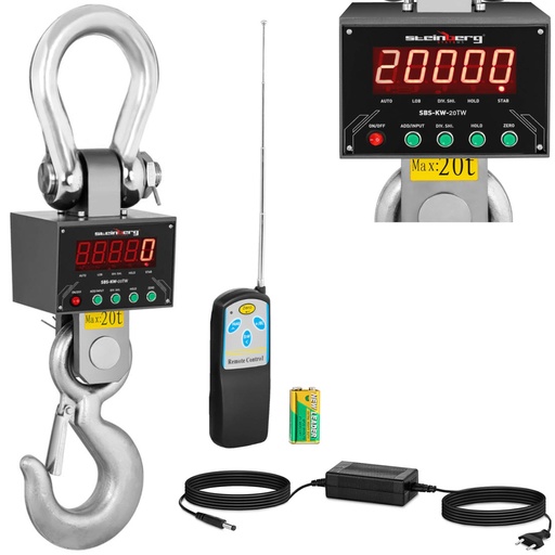 Overhead warehouse hook scale with LED remote control up to 20000 kg