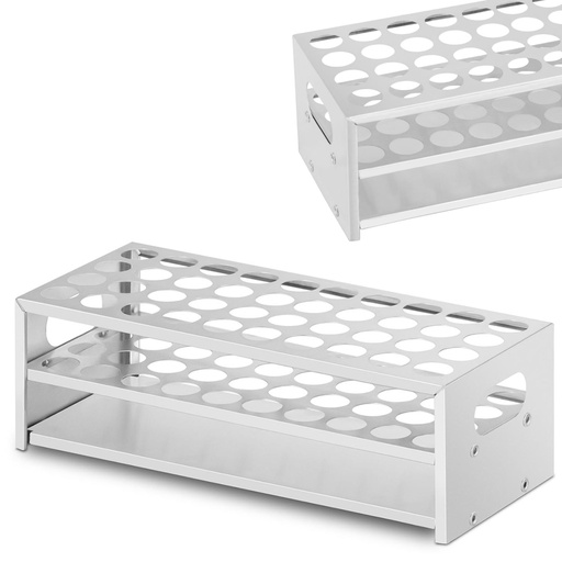 Laboratory stand for test tubes aluminum 22.5 mm dia 40 places