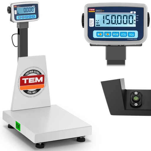 Pramoninės platforminės svarstyklės RS232 sąsaja 150 kg / 50 g LCD M LEGALIZAVIMAS