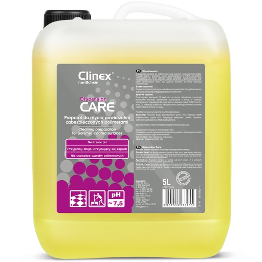 CLINEX Dispersion CARE 5L hard waterproof floor cleaner for everyday cleaning.