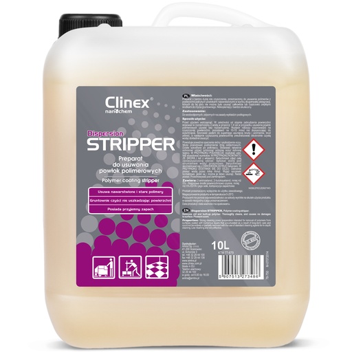 High strength liquid for removing polymer coatings from floors CLINEX Dispersion STRIPPER 10L