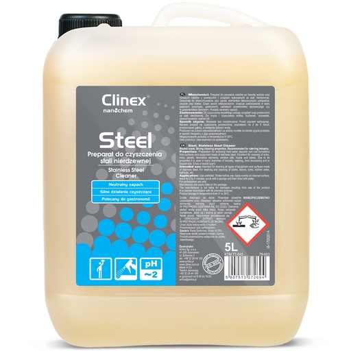 CLINEX Gastro Steel 5L stainless steel furniture and equipment cleaner.