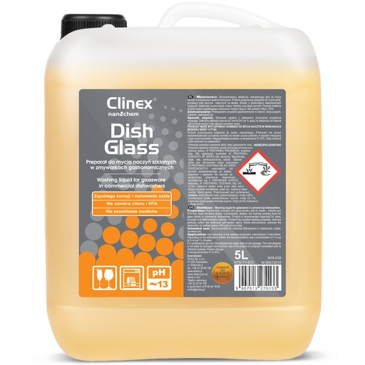 Dishwashing liquid for commercial dishwashers for cleaning glass removes tea coffee deposits CLINEX DishGlass 5L