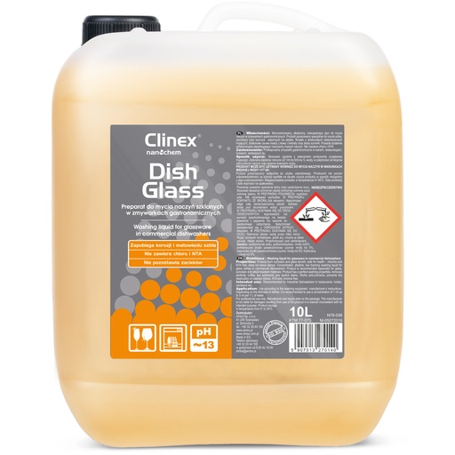Dishwashing liquid for commercial dishwashers removes tea coffee deposits CLINEX DishGlass 10L