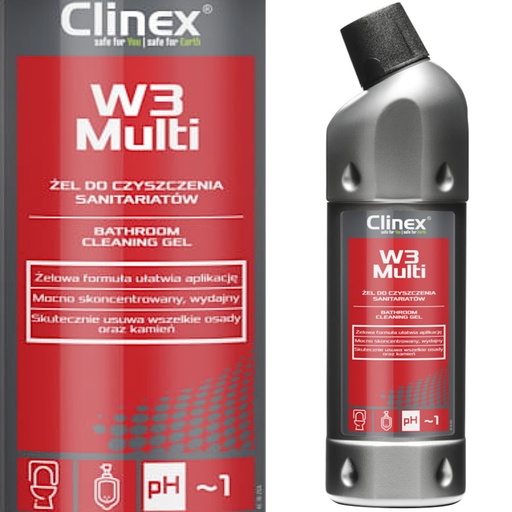 Excellent gel for cleaning bathroom sanitary facilities grout CLINEX W3 Multi 1L