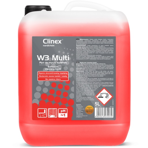 Excellent liquid for cleaning bathroom sanitary facilities grout CLINEX W3 Multi 5L