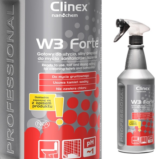 Washing agent for toilet bowls urinals sinks eliminates urine odors CLINEX W3 Forte 1L