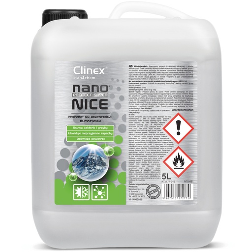 Liquid disinfectant for de-fumigation of air conditioning and ventilation CLINEX Nano Protect Silver Nice 5L