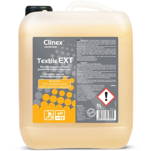 Liquid for machine and hand washing of carpets and upholstery CLINEX Textile EXT 5L