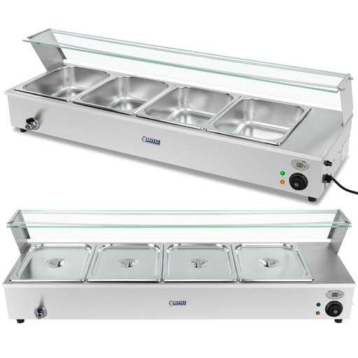 Electric heater bemar with tap and cover 1800 W 4x GN 1/2 deep 100 mm 24 l
