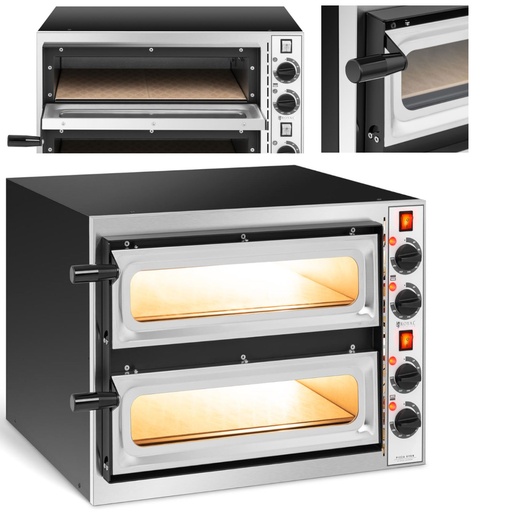 Double chamber pizza oven with glass 2 pizzas 32 cm dia 230 V 3200 W ITALY