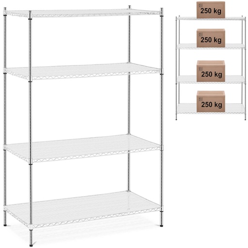 Workshop wire rack 4 shelves + 4 mats up to 1 t 1000 kg 120x60x180 cm