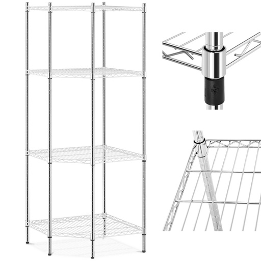 Metal corner rack 4 openwork shelves up to 1 t 1000 kg 68x68x180 cm