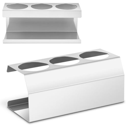 Stand display for bottles sauce dispensers stainless steel 3x 73 mm diameter