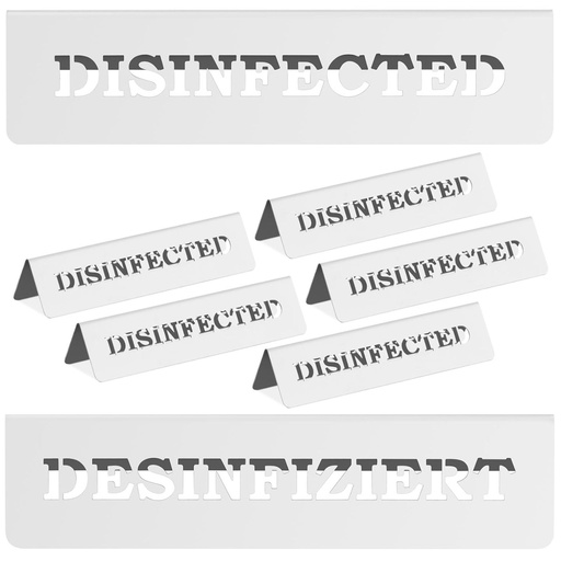 DISINFECTED / DESINFIZIERT stainless steel table plaque 5 pcs.