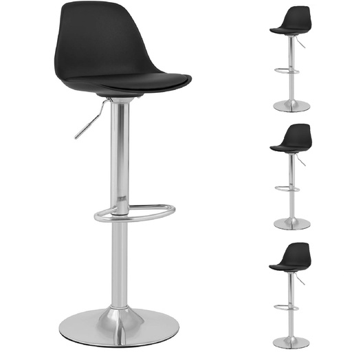 Hocker stool swivel bar chair upholstered 4 pcs black.