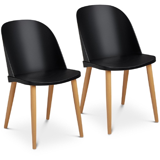 Scandinavian plastic modern chair up to 150 kg 2 pcs black.