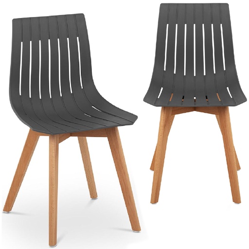 Plastic chair with wooden legs for home office up to 150 kg 2 pcs gray.