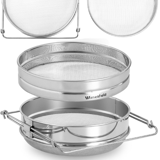 Strainers for honey round double stainless steel sieve, diameter 24 cm.
