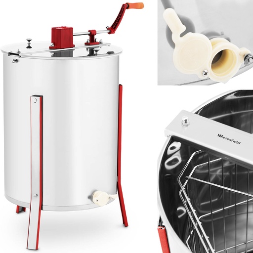 Manual 4-frame stainless steel honey centrifuge