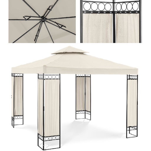 Garden pavilion gazebo folding tent 3 x 3 x 2.6 m cream