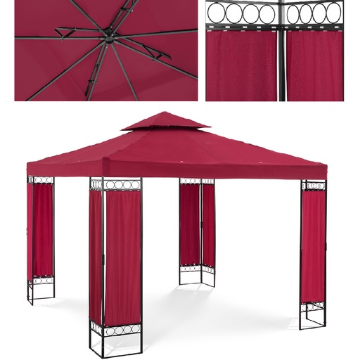 Garden pavilion gazebo folding tent 3 x 3 x 2.6 m red wine