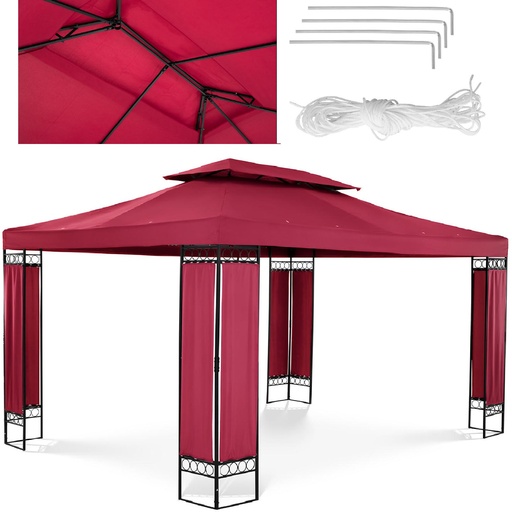 Garden pavilion gazebo folding tent 3 x 4 x 2.6 m red wine